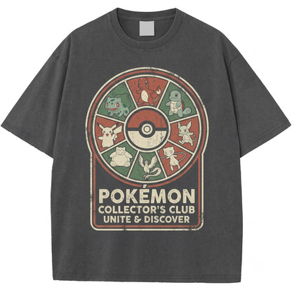 Vintage Washed Oversized Retro Anime Monster Collage Graphic Gamer Fan Gift Unisex TShirt