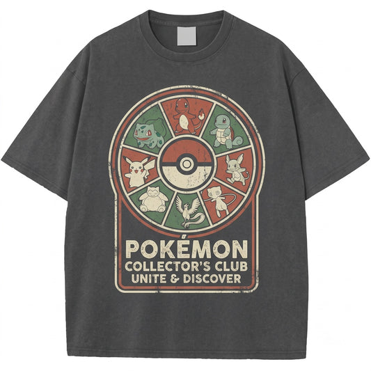 Vintage Washed Oversized Retro Anime Monster Collage Graphic Gamer Fan Gift Unisex TShirt