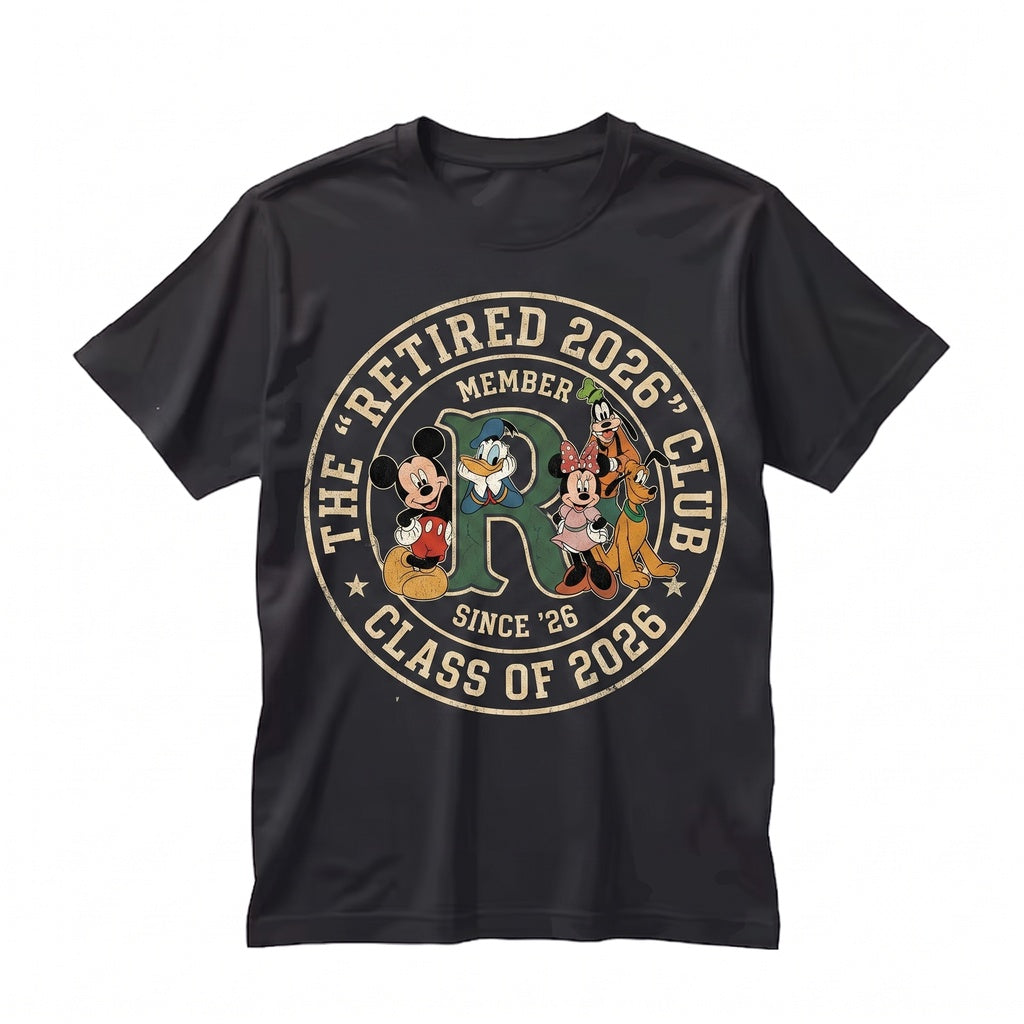 Retired 2025 Educator Celebration Magical Cartoon Crew Graphic Vacation Top Unisex TShirt