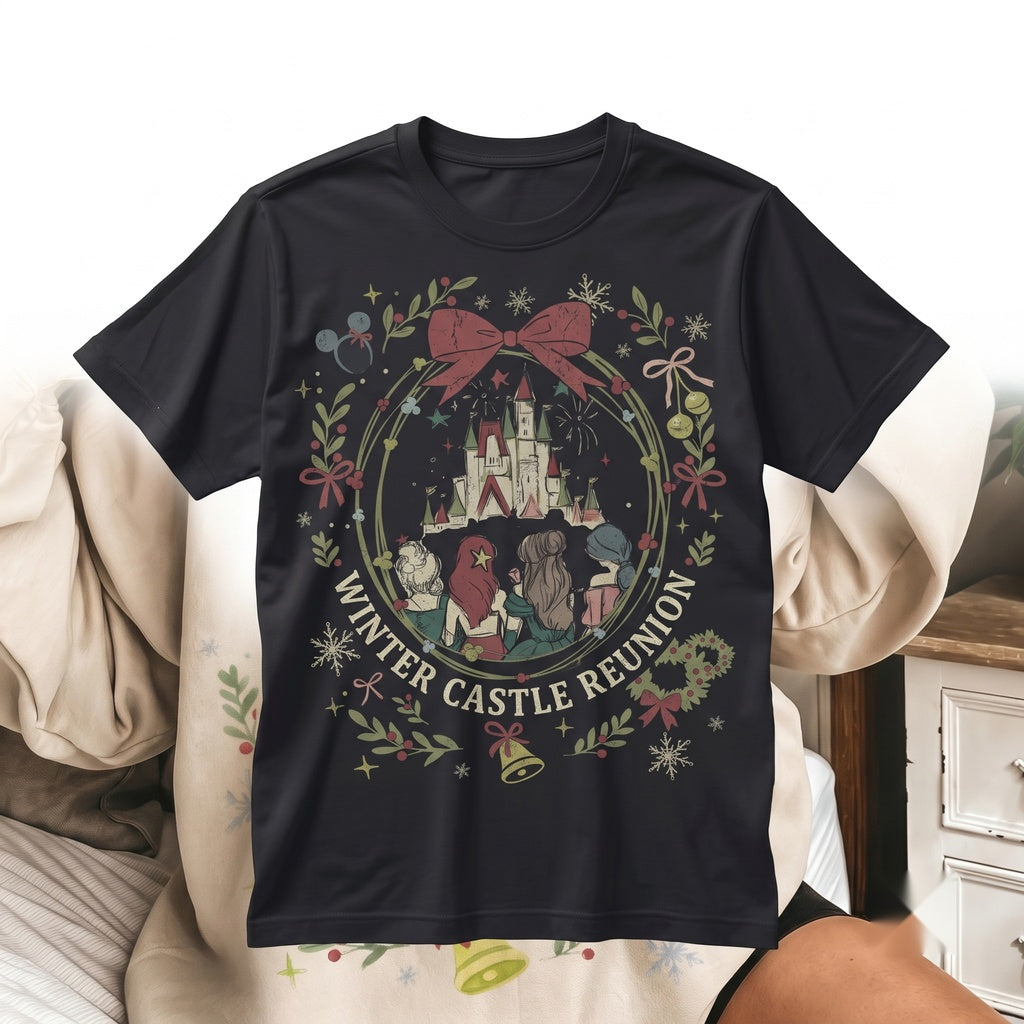 Retro Princess Christmas Magic Castle Holiday Family Vacation Trip Unisex TShirt