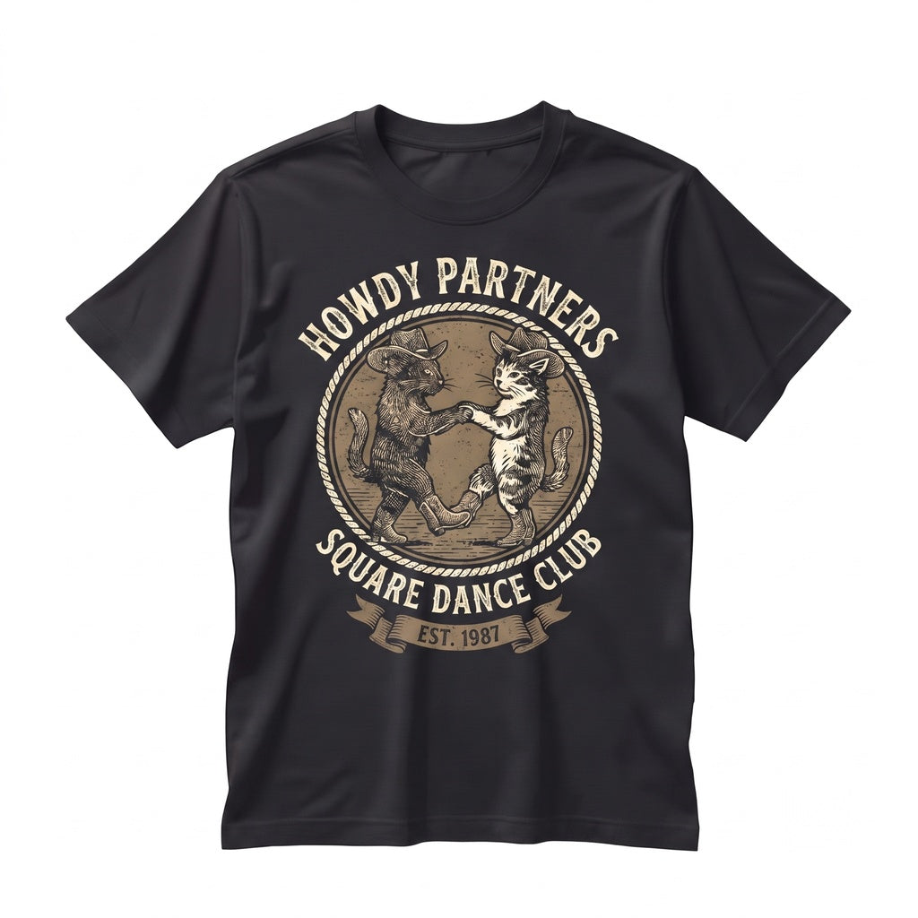 Funny Cowboy Dancing Cat Graphic Western Country Meme Lover Gift Unisex TShirt