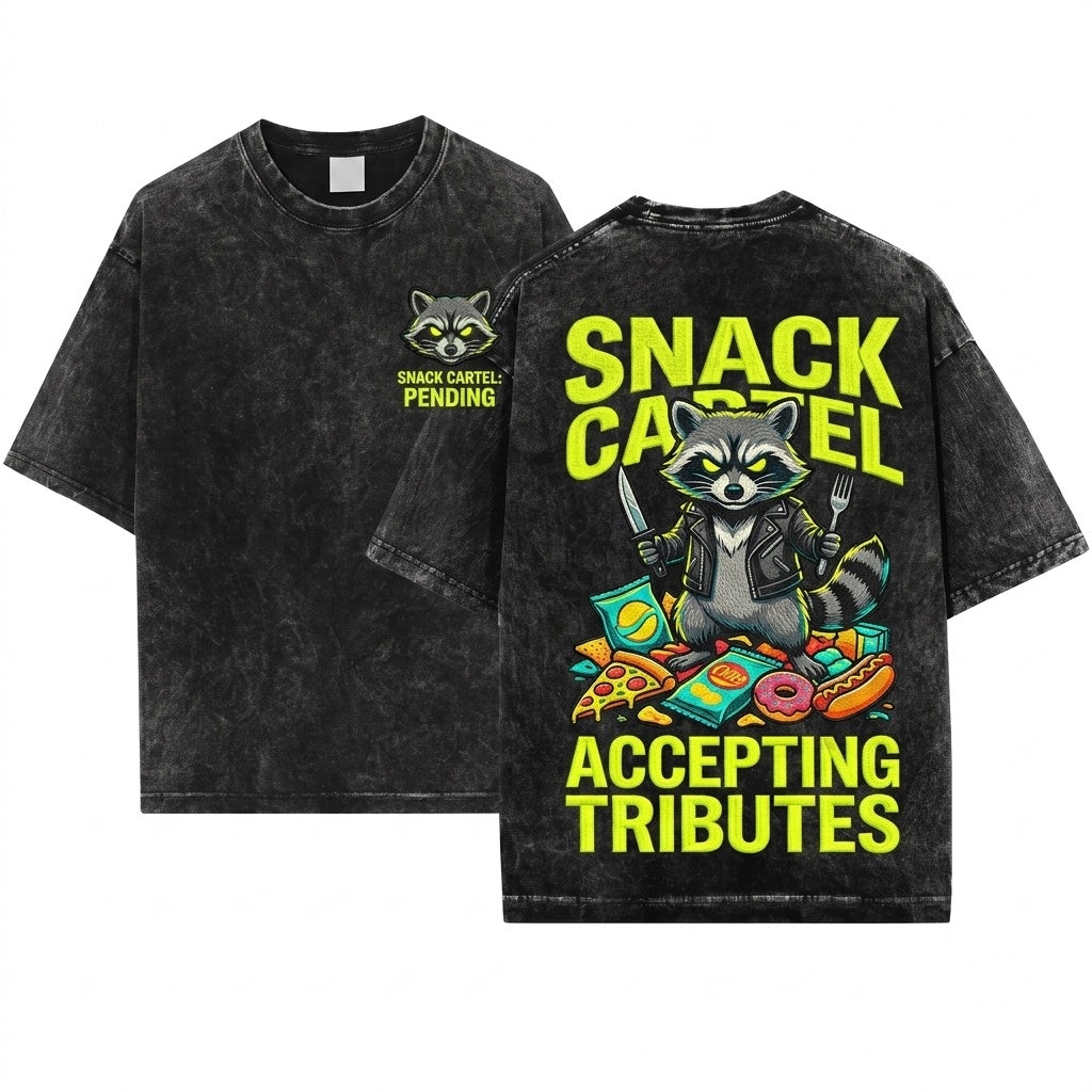 I Require Snacks Funny Feral Raccoon Shirt - Unhinged Chaotic Cute Animal - Unisex Wash T-Shirt