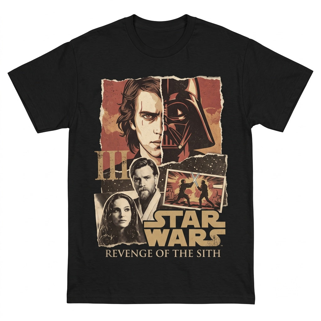 Oversized Revenge of the Sith Retro Anakin Skywalker Movie Poster Sci-Fi Graphic Fan Apparel, Unisex TShirt