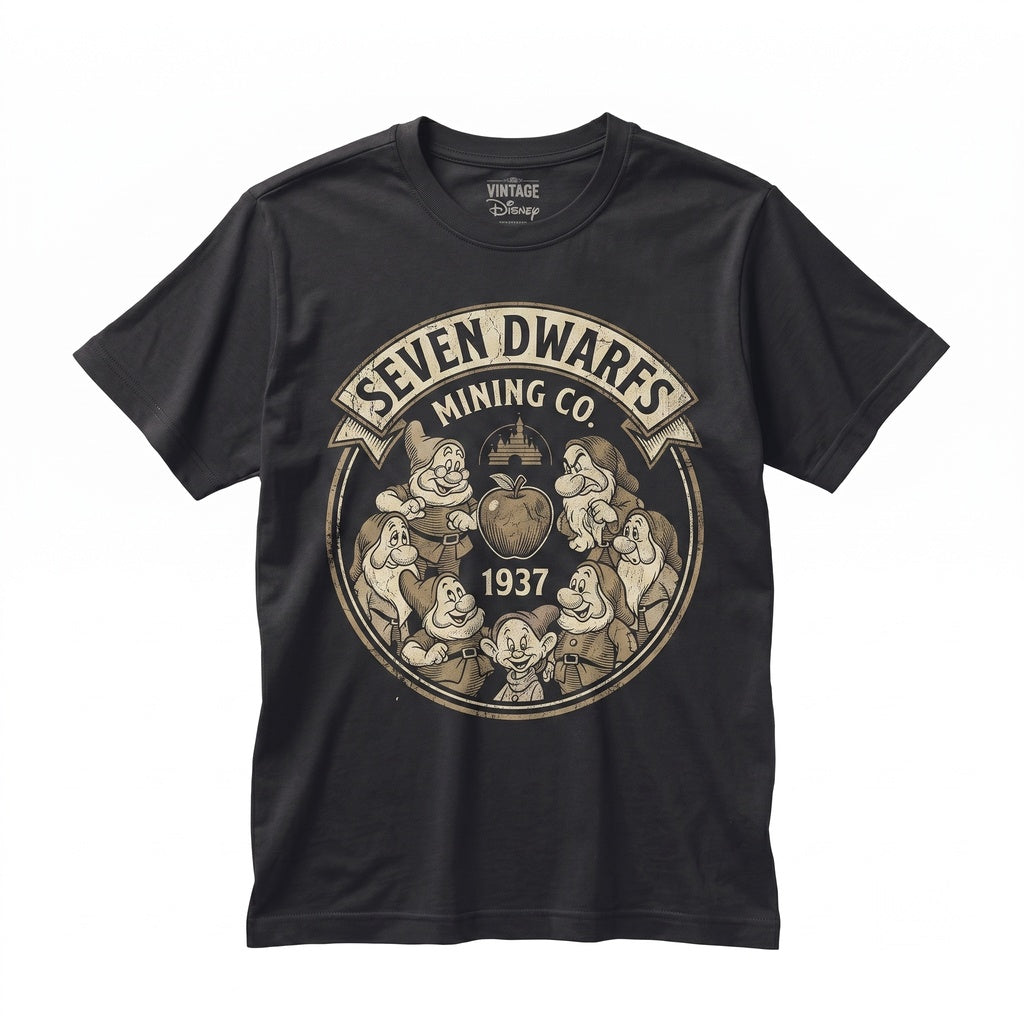 Vintage Fairytale Princess Seven Dwarfs Halloween Spooky Family Matching Theme Park Vacation Group Gifts Unisex TShirt