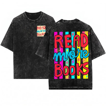 Read More Books Graphic Cropped Boxy Womens Reader Gift Unisex Wash T-Shirt