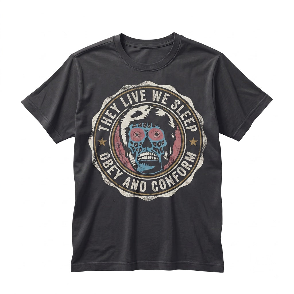 Retro Sci-Fi Horror Movie Graphic Live Obey Vintage Apparel Unisex TShirt