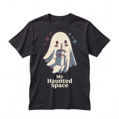 Vintage Spiced Cherry Soda Ghost Graphic Halloween Lover Gift Casual Retro Drink Fan Unisex TShirt