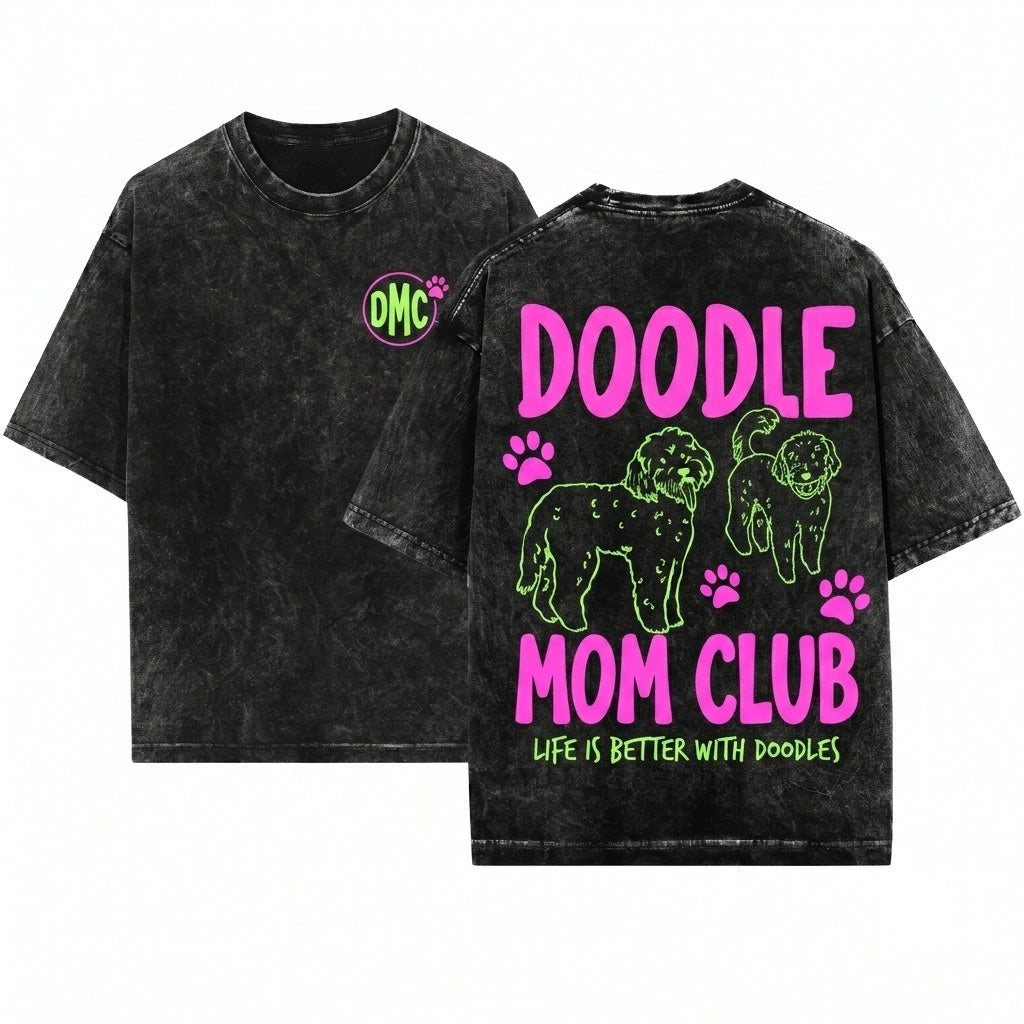 Goldendoodle Labradoodle Doodle Mom Club Dog Mama Graphic Tee Fur Mama Pet Parent Gift Unisex Wash T-Shirt