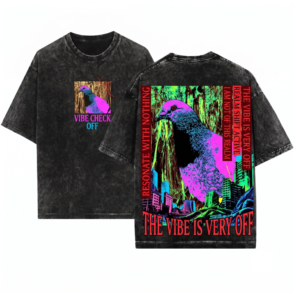 The Vibe Is Very Off Vintage Japanese Pigeon Graphic Unisex Wash T-Shirt