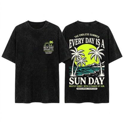Retro Sunshine Chasing Sunsets Beach Coconut Girl Cute Summer Unisex Wash T-Shirt