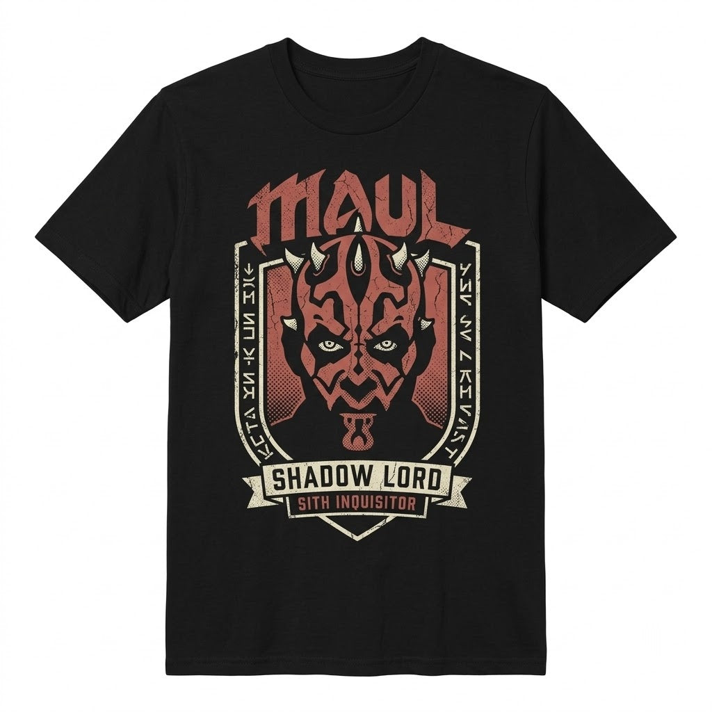 Vintage Darth Maul Shadow Lord Sith Graphic Apparel, Retro Sci-Fi Galactic Villain Fan Merchandise Unisex TShirt