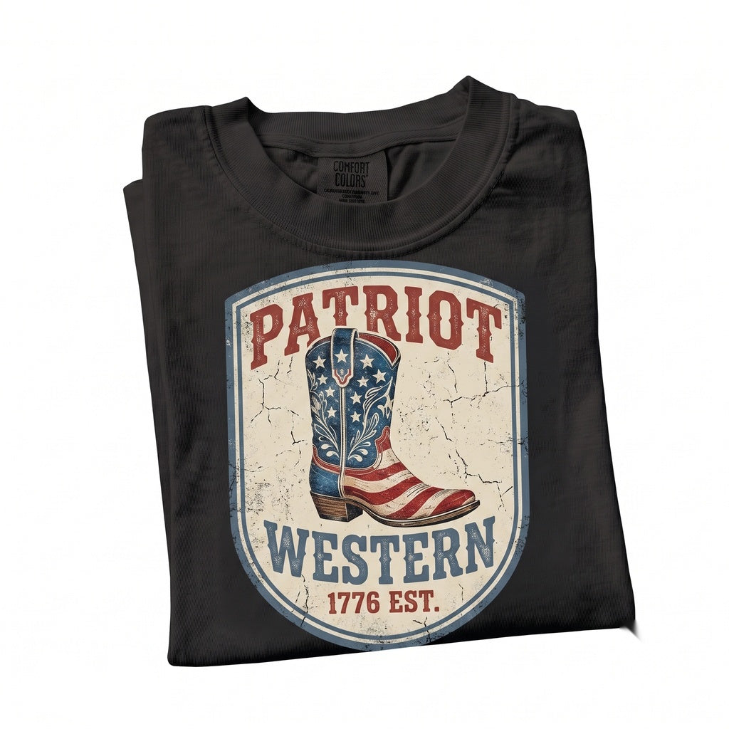 Patriotic Cowboy Boot 4th of July 250th America Vintage Rodeo Western Gift Unisex TShirt