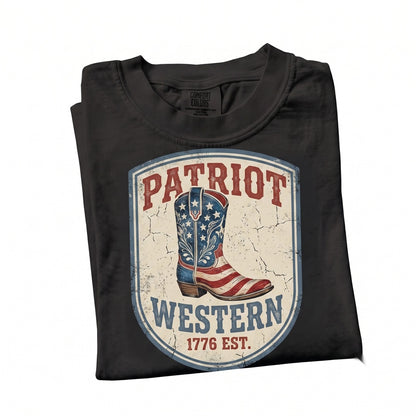 Patriotic Cowboy Boot 4th of July 250th America Vintage Rodeo Western Gift Unisex TShirt