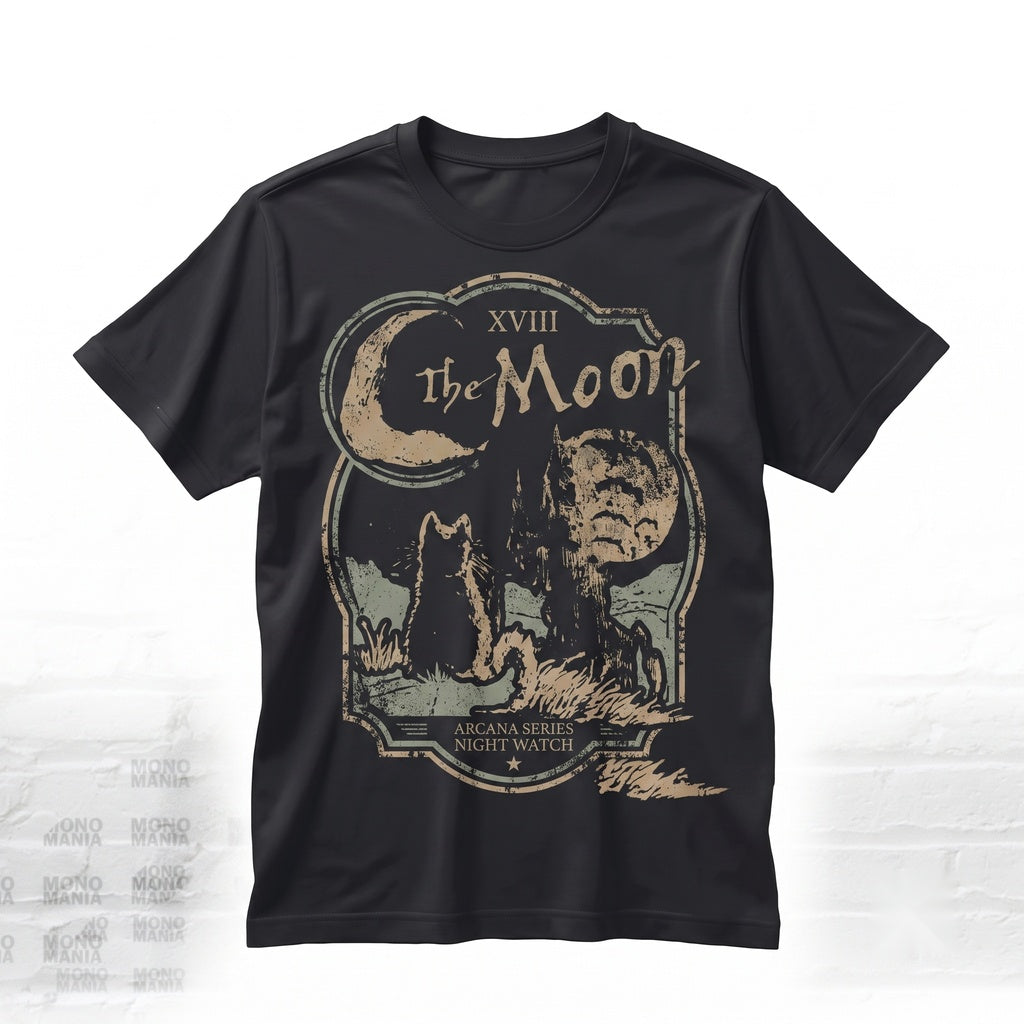 The Moon Cat 90s Alt Indie Rock Tarot Witchy Gifts Goth Emo Punk Horror Halloween Unisex TShirt