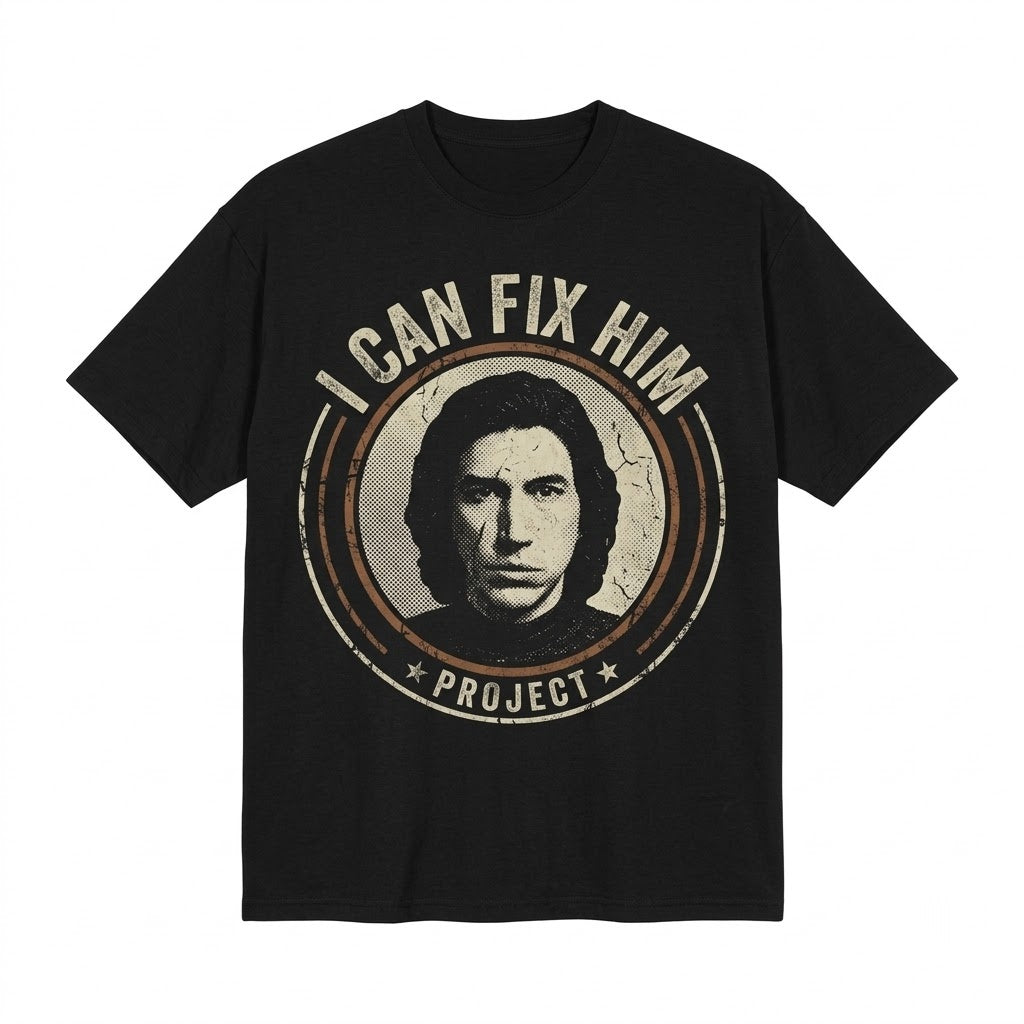 Oversized Kylo Ren I Can Fix Him Funny Sci-Fi Space Villain Ben Solo Graphic Dark Side Meme Novelty Fan Gift Cotton Unisex TShirt