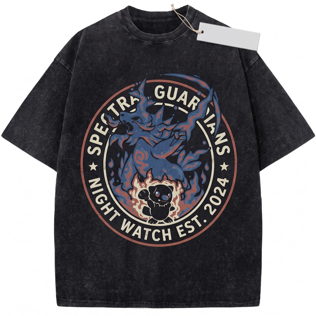 Samurott Oshawott Retro Acid Wash Water Warrior Anime Oversized Graphic Fan Gift Unisex TShirt