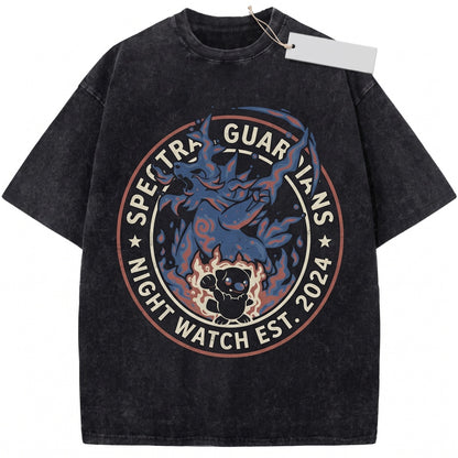 Samurott Oshawott Retro Acid Wash Water Warrior Anime Oversized Graphic Fan Gift Unisex TShirt