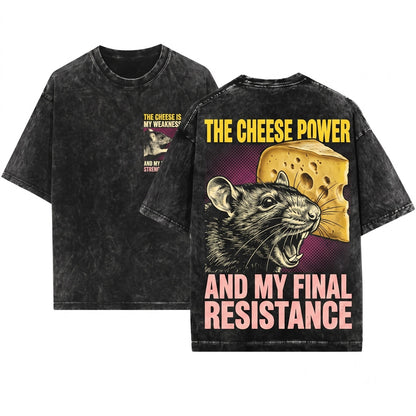 The Cheese is My Weakness Mouse Graphic Novelty Foodie Humor Unisex Wash T-Shirt