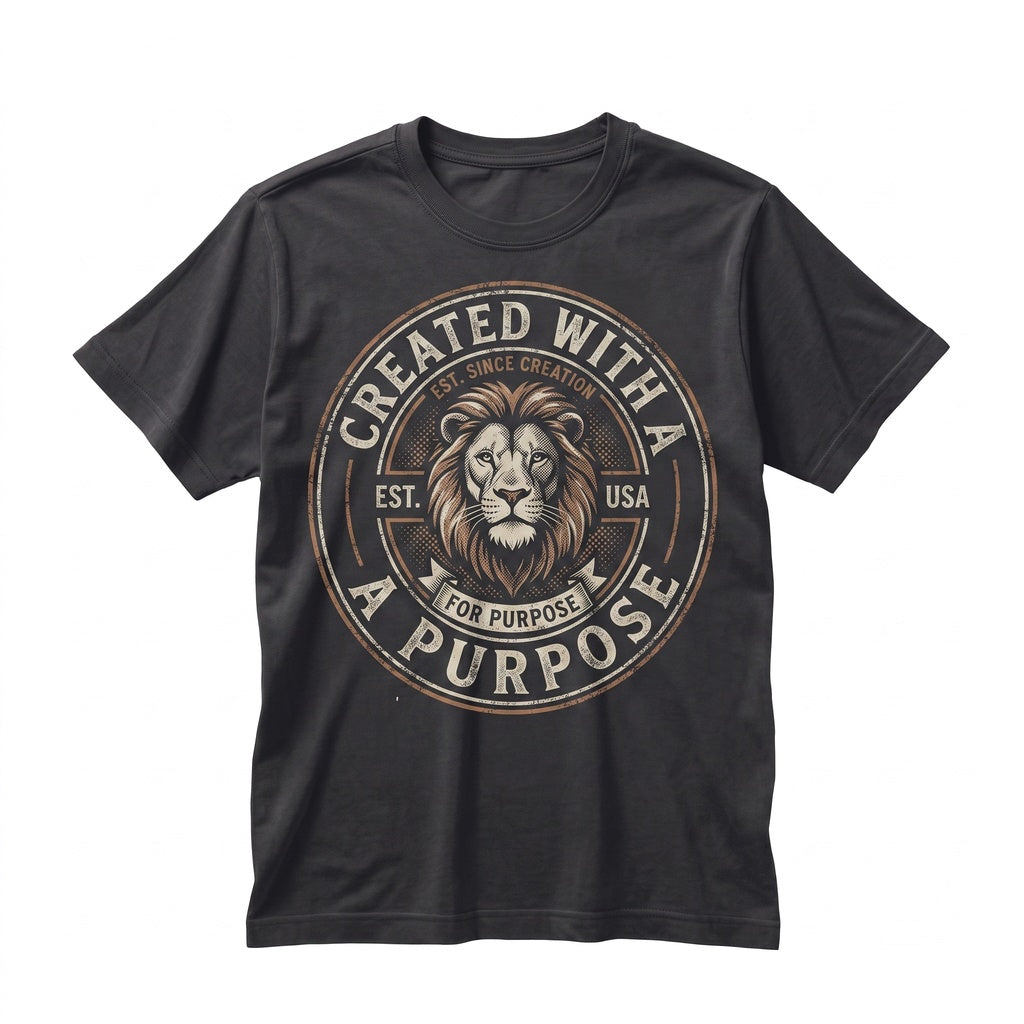 Created With A Purpose Christian Faith Religious Quote Graphic Top, Inspirational Bible Verse Apparel, Unisex TShirt