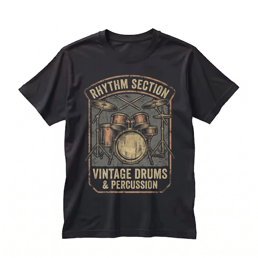 Vintage Faux Gold Drum Set Rock And Roll Concert Apparel Unisex TShirt