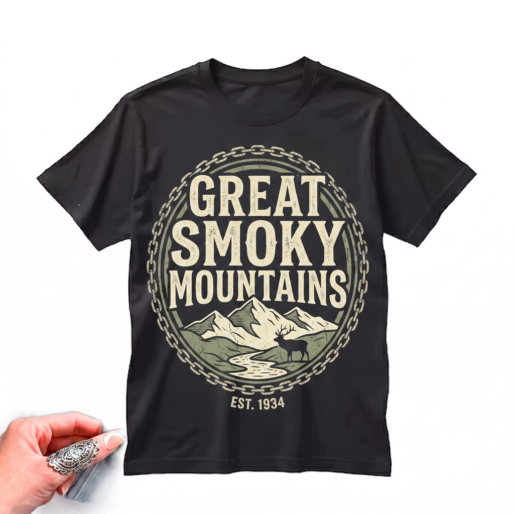 Great Smoky Mountains Tennessee Vintage Forest Wildlife Graphic Retro Nature Scenic Landscape Aesthetic Gift Unisex TShirt