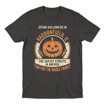 Retro Halloween Haddonfield Horror Movie Graphic Black Orange Slasher Unisex TShirt
