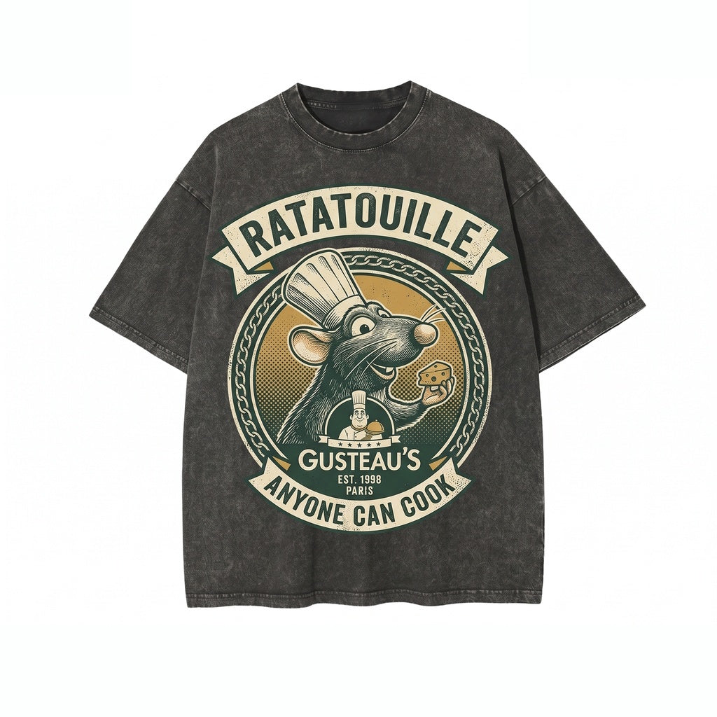 Oversized Remy Paris Chef Rat 2007 Movie Poster Graphic Foodie Vintage Cotton Top Unisex TShirt