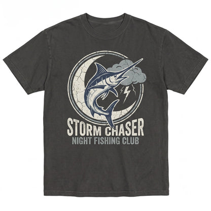 Blue Marlin Moon Gothic Ocean Lightning Dark Fishing Halloween Sea Life Angler Graphic Gift For Men Women Unisex TShirt