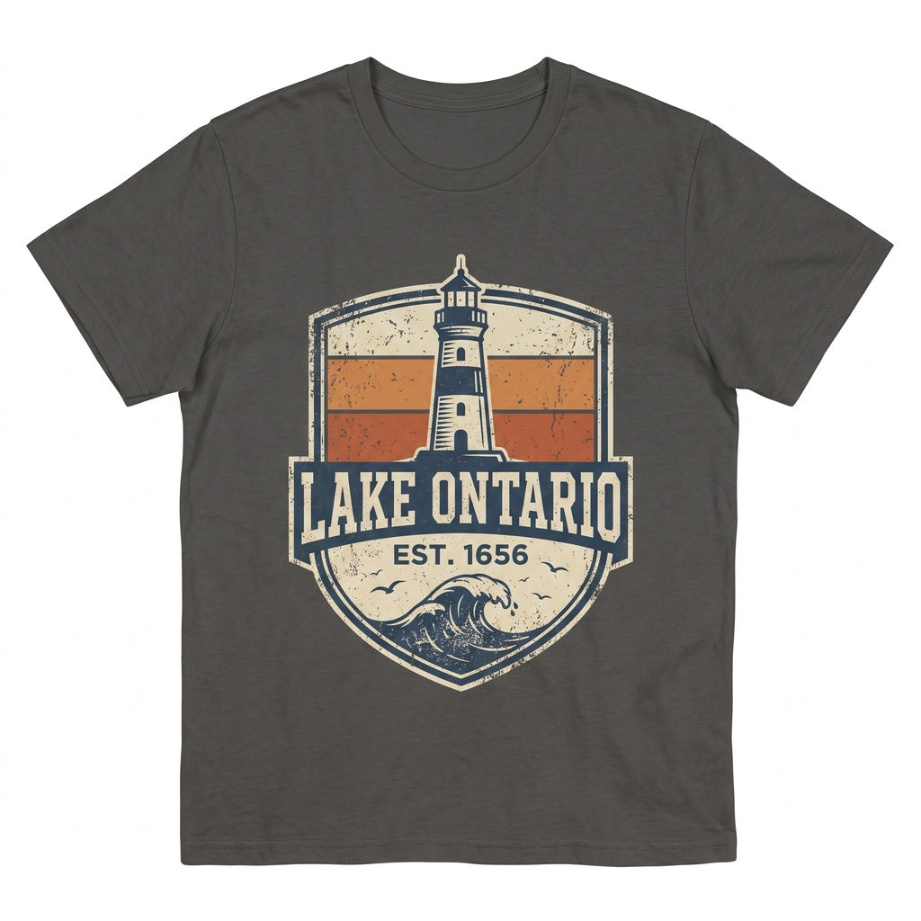 Vintage Lake Ontario Canada Travel Souvenir Retro Great Lakes Vacation Graphic Cotton Apparel Unisex TShirt