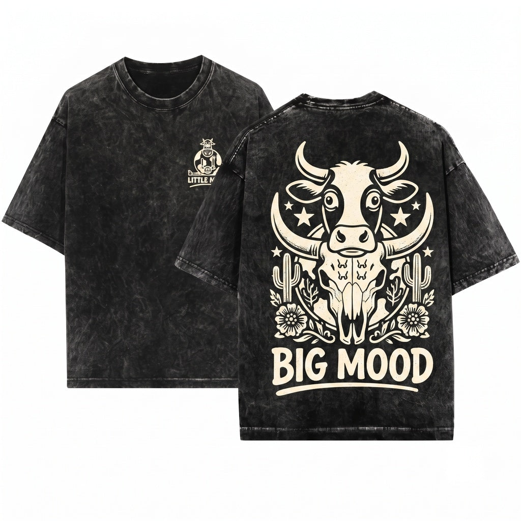Funny Moody Cow Mental Health Positivity Gift Unisex Wash T-Shirt