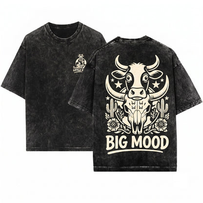 Funny Moody Cow Mental Health Positivity Gift Unisex Wash T-Shirt