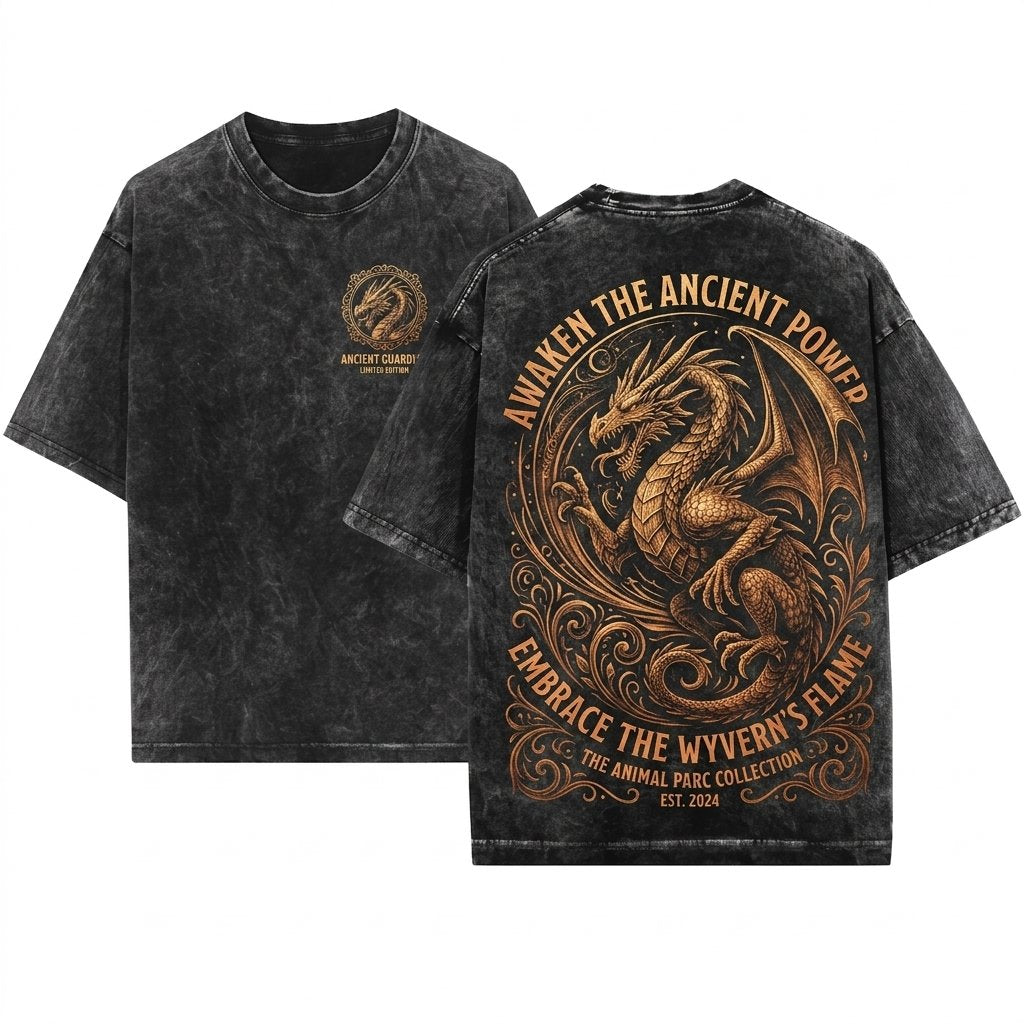 Mythical Medieval Dragon Fantasy Graphic Gothic RPG Gamer Dungeon Master Unisex Wash T-Shirt