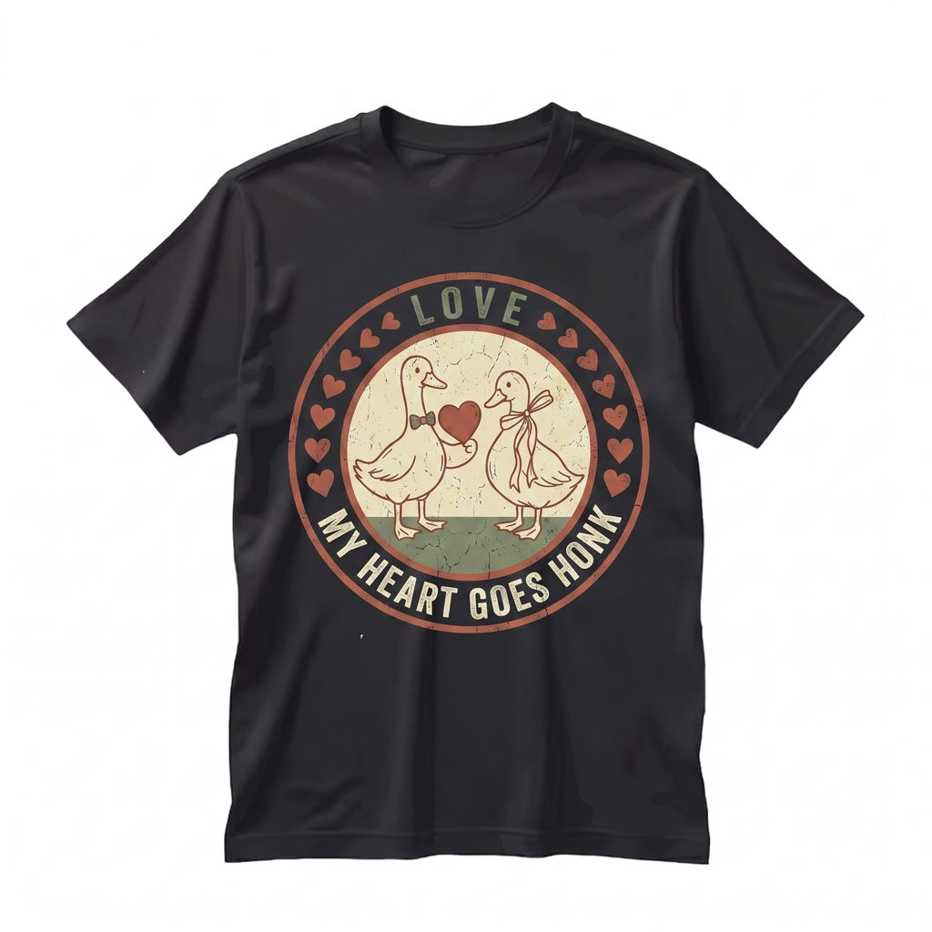 Funny Valentine Cute Goose Lover Animal Pun Romantic Couples Gift You Make My Heart Honk Unisex TShirt