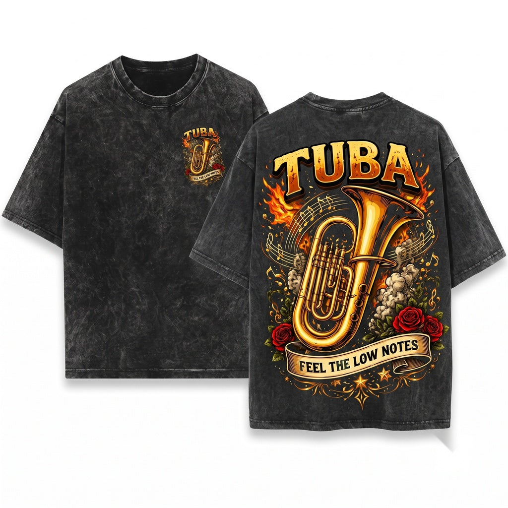 Brass Instrument Band Member Feel The Low Notes Orchestra Musician Gift Tuba Player Unisex Wash T-Shirt