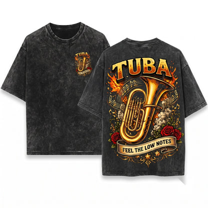 Brass Instrument Band Member Feel The Low Notes Orchestra Musician Gift Tuba Player Unisex Wash T-Shirt