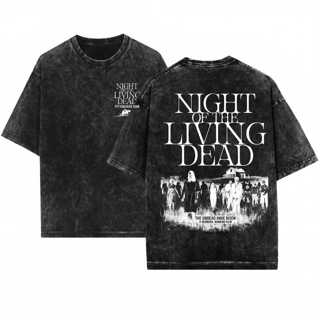 Night Of The Living Dead Zombie Horror Movie Graphic Vintage Cult Film Unisex Wash T-Shirt