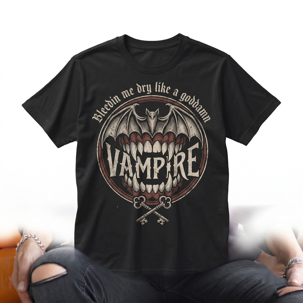 Bleeding Me Dry Vampire Distressed Skeleton Oversized Vintage Music Halloween Gothic Apparel Unisex TShirt