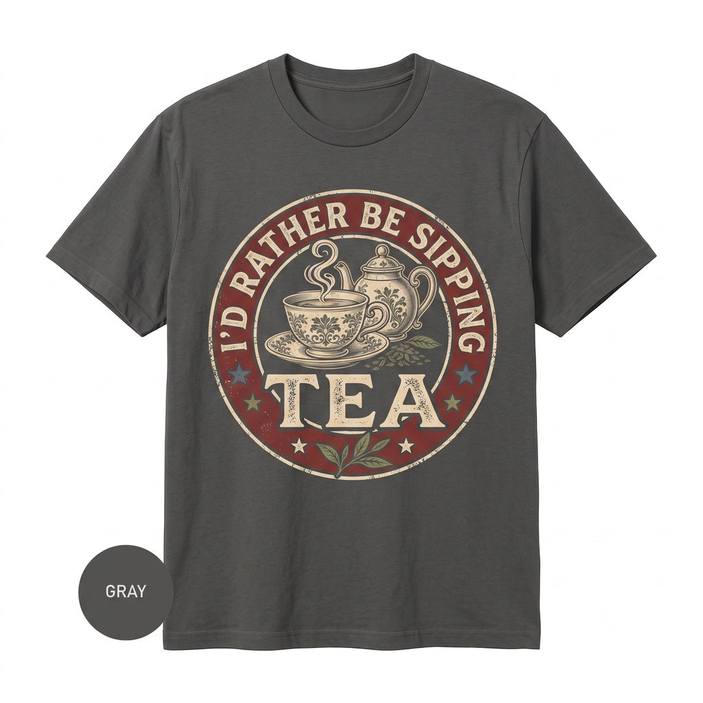 Vintage Ceramic Teacup Graphic Cozy Herbal Tea Lover Present Id Rather Be Sipping Aesthetic Apparel Unisex TShirt