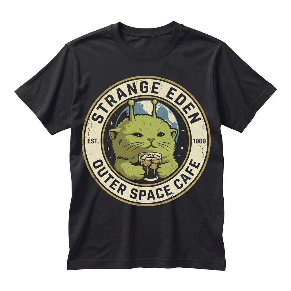 Alien Space Cat Drinking Soda Glorp Silly Meme Gen Z Brainrot Joke Gift Unisex TShirt