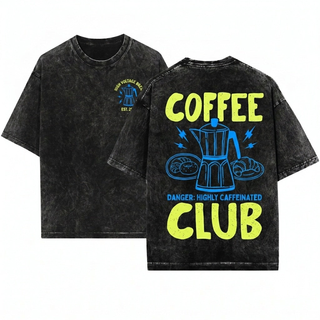 Retro Caffeinated Mama Coffee Club Lover Foodie Aesthetic Gift Unisex Wash T-Shirt