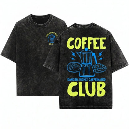 Retro Caffeinated Mama Coffee Club Lover Foodie Aesthetic Gift Unisex Wash T-Shirt