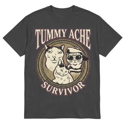 Tummy Ache Survivor Cat Graphic Vintage Chronic Illness Awareness Top Unisex TShirt