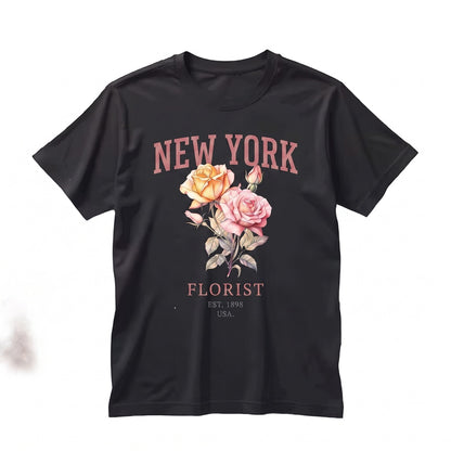New York Official State Flower Rose Botanical Vintage Floral Nature Graphic Print Unisex TShirt