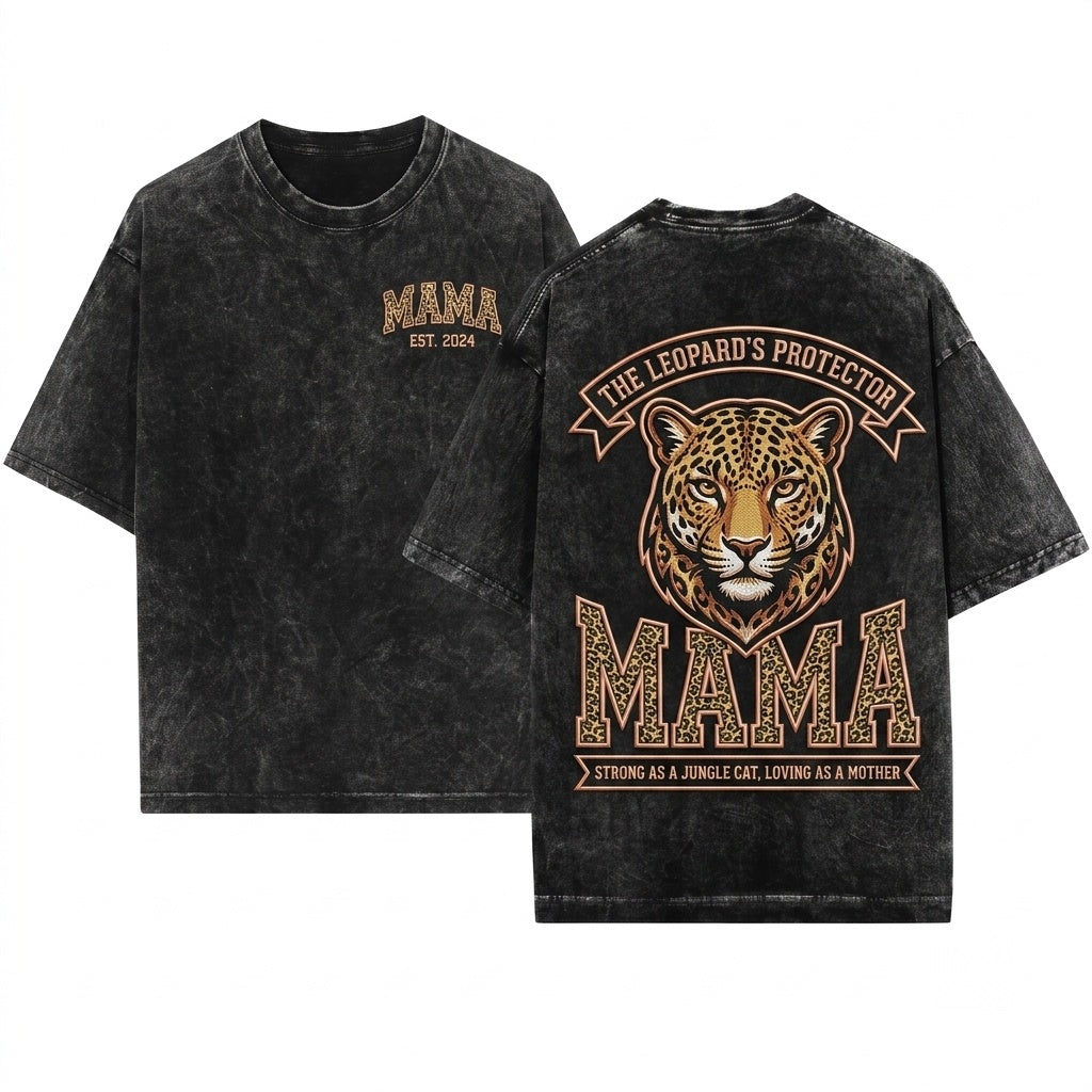 Leopard Print Mama Mothers Day Gift for Her Unisex Wash T-Shirt