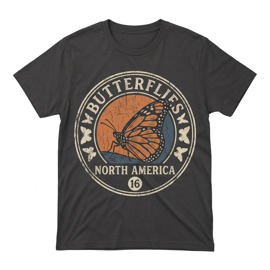 Vintage North America Butterflies Field Guide Botanical Nature Lover Gift Adult Unisex TShirt