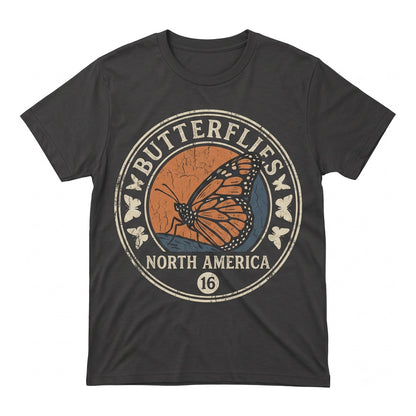 Vintage North America Butterflies Field Guide Botanical Nature Lover Gift Adult Unisex TShirt