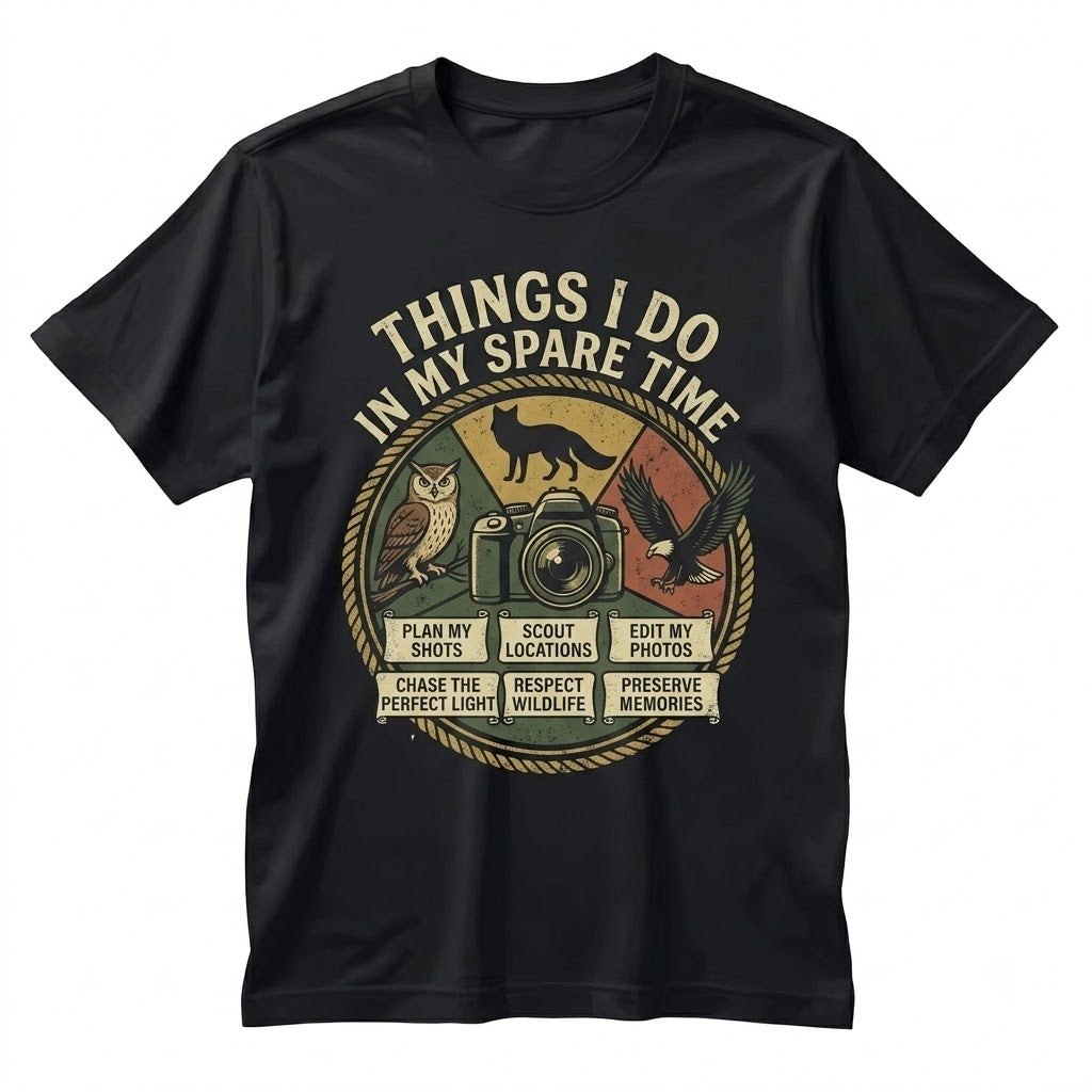 Wildlife Photographer Nature Lover Camera Graphic Outdoor Hobbyist Gift Unisex TShirt
