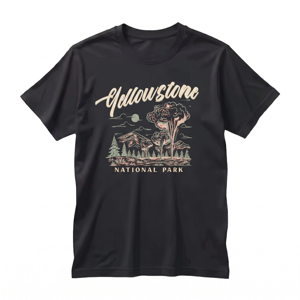 Vintage Yellowstone National Park Outdoor Nature Garment Dyed Graphic Unisex TShirt
