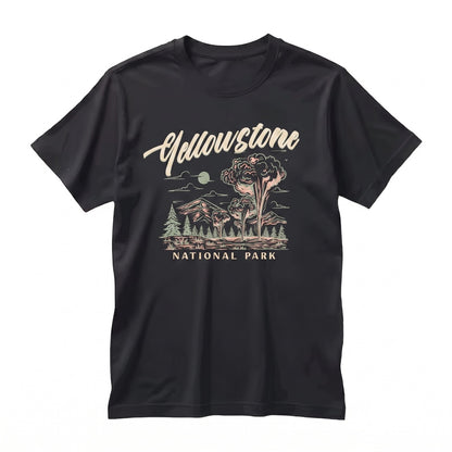 Vintage Yellowstone National Park Outdoor Nature Garment Dyed Graphic Unisex TShirt