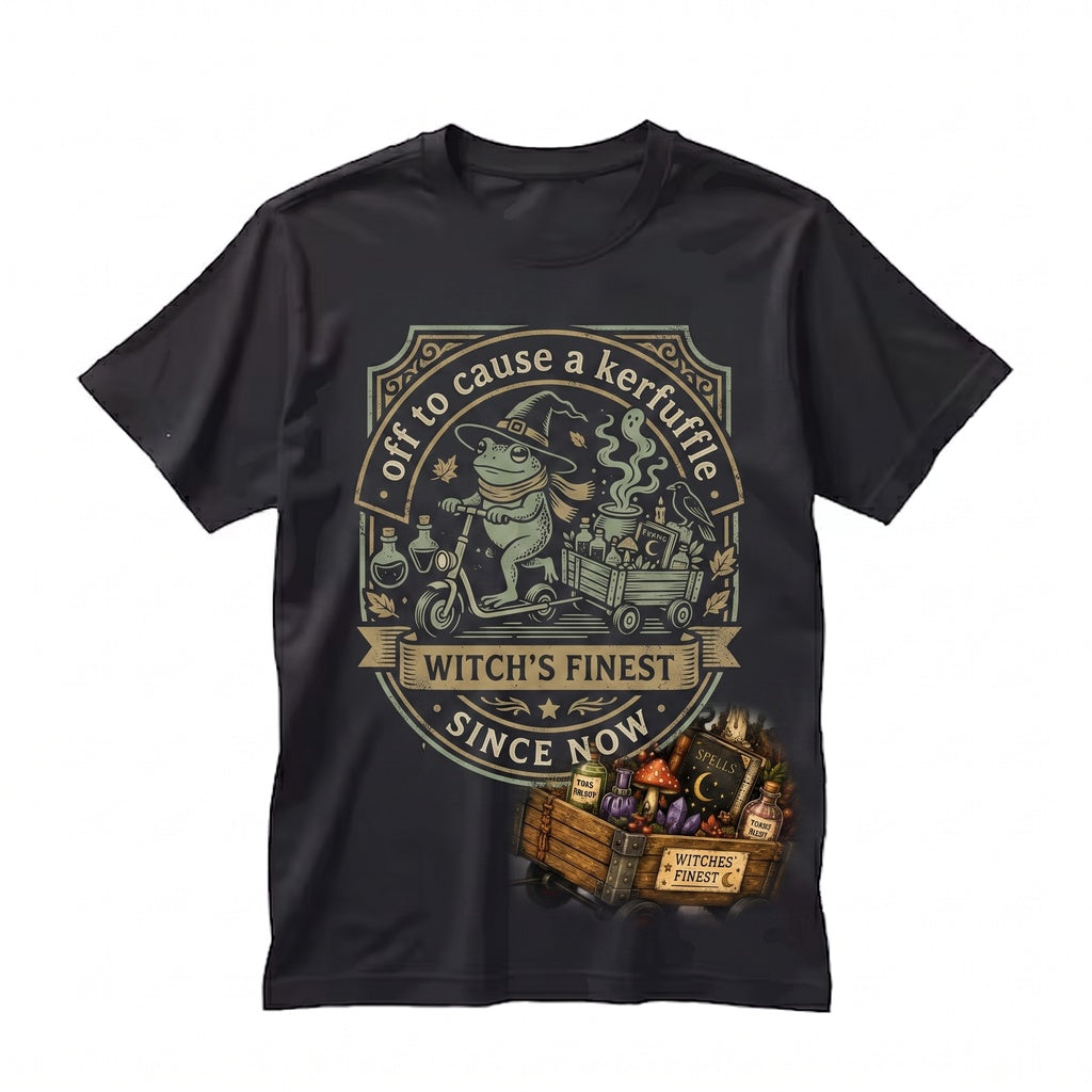 Funny Halloween Frog Off To Cause A Kerfuffle Spooky Ghost Witch Mummy Retro Lover Gift Unisex TShirt